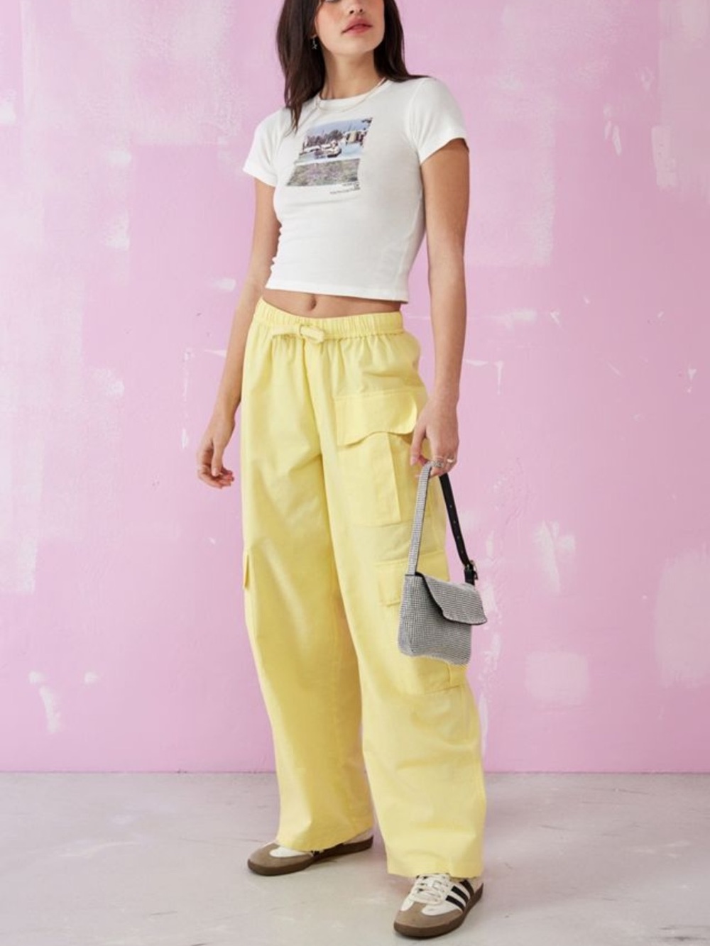 Damson Madder Coastal Cargo Pants Butter Yellow Wide Leg Utility UK 6